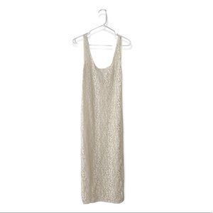 Urban Renewal Ivory Sheer Lace Slip Dress with Side Slit Women's Size Large